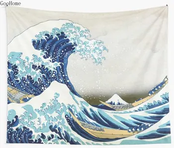 Didžiosios Bangos Kanagawa Sienos Gobelenas Padengti Paplūdimio Rankšluostį Mesti Antklodę Iškylą Jogos Kilimėlis Namų Puošybai 58697