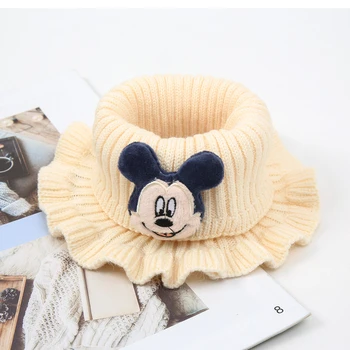 Disney Vaikas Šalikas Mickey 3D Lėlės Žiemos Dryžuota Megzta Spalvos Apvalios Kaklo Berniukas Mergaičių, Kūdikių Vėjo Patogus Šiltas Nustatyti Galvos kombinezonai su Antkrūtiniais