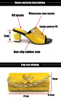 Doershow italijos atitikimo geltoni batai ir maišelį nustatyti afrikos vestuvių batų ir maišelį rinkiniai! HUQ1-8