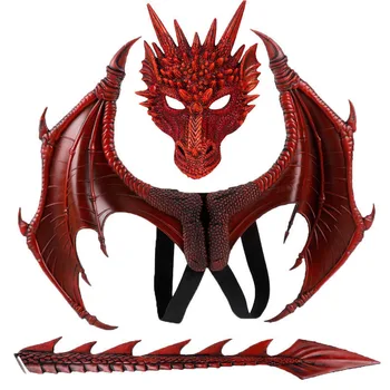 Dragon Cosplay Kostiumų Puras Kalėdų Dovana Karnavalas Šalies Vaikai Cosplay Nustatyti Kaukė Sparnų ir Uodegos Vaikų dienos Drakono Kostiumas