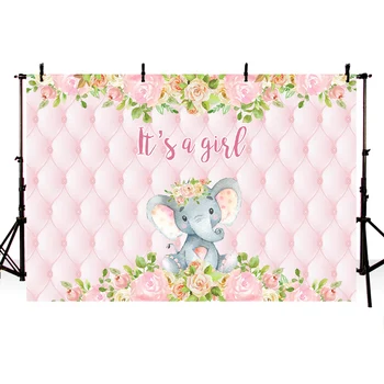 Dramblys fonas fotografijai mergina naujagimis kūdikio dušas šalis dekoro fone prekių Rožinis Dramblys Backdrops