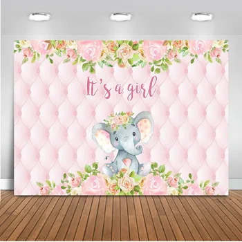 Dramblys fonas fotografijai mergina naujagimis kūdikio dušas šalis dekoro fone prekių Rožinis Dramblys Backdrops
