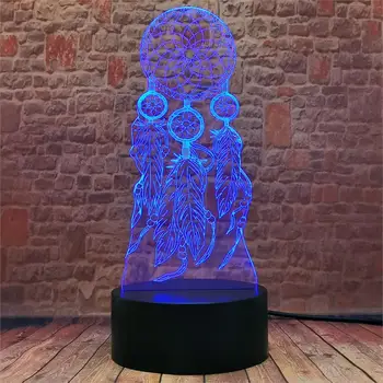Dreamcatcher Modelio 3D Iliuzija LED naktinė lempa 7 Spalvų Keitimas Miega Lempos Atsipalaidavęs veiksmo ir žaislas duomenys