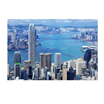 Drobės Tapyti Pasaulio Miesto Kraštovaizdžio Spaudinius,Honkongas ,Statybos , Įlankos, Šiaurės Stiliaus Sienos Plakatas, Namų Dekoro