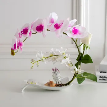 Drugelis Orchidėja, Dirbtinės Gėlės Nustatyti Padirbtų Gėlių Keramikos Vaza Ornamentu Phalaenopsis Statulėlės, Namo, Buto Apdailos Amatų