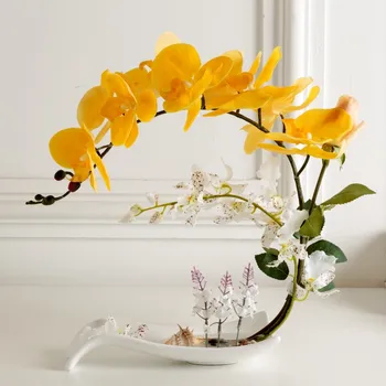 Drugelis Orchidėja, Dirbtinės Gėlės Nustatyti Padirbtų Gėlių Keramikos Vaza Ornamentu Phalaenopsis Statulėlės, Namo, Buto Apdailos Amatų