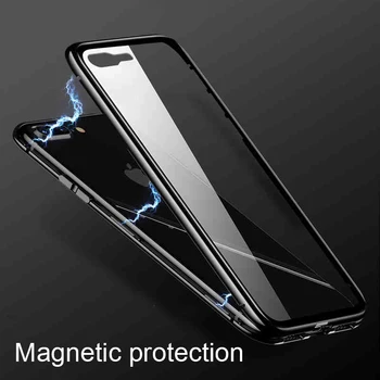 Dvigubo Stiklo Magnetinės Metalo Atveju, Huawei P40 30 Lite P20 Pro Telefono dėklas Huawei Honor 9X Pro 20s 30s 10i Nova 5T 6 SE 7i Atveju