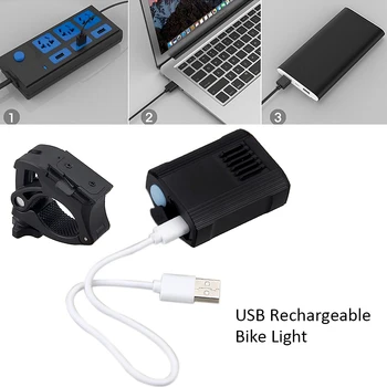 Dviračio Šviesos Dviračių Žibintai priekinių Žibintų USB Įkraunamas LED Vandeniui Juoda Lempa Dviratis Kalnų Keliais Dviračiu 474