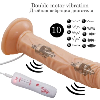 Dvivietis motorinis Tikroviškas Dildo vibratorius Moteriai G Spot Klitorio Stimuliatorius Analinis minkštas Didelis Varpos Siurbimo Taurės Sekso žaisliukai suaugusiems