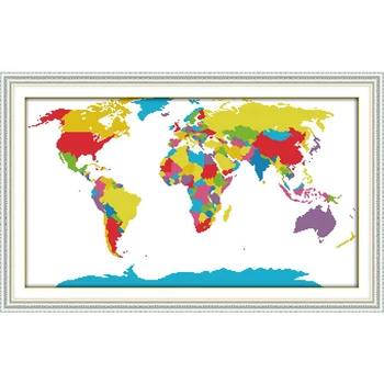 Džiaugsmas sekmadienį pasaulio Žemėlapis Atspausdinta Drobė DMC Skaičiuojami 