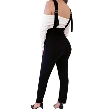 Elegantiškas Backless Rompers 2020 Metų Vasaros Moterų Atsitiktinis Bodycon Jumpsuit Rankovių Playsuit Aukšto Liemens Kelnės Darbo Drabužiai Moterims