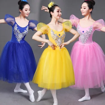 Elegantiškas Ponios Mergina Baleto Šokių Suknelė Sluoksniuotos Rankovėmis Swan Tutu Pramoginiai Dancewear 904-A425