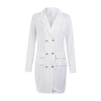 Elegantiškas Suknelės moterims suknelė Office laisvalaikio švarkas baltos spalvos Juoda suknelė 2020 m. Pavasario žiemos plonas kostiumas ponios suknelės