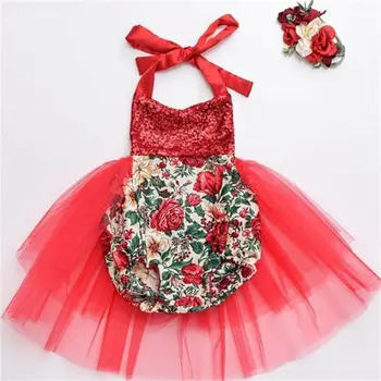 Emmababy 0-24M Nauja Vaikiška Vaikas Baby Girl Kalėdų Raudona Rankovių Šalies Tutu Romper Suknelė Drabužius