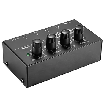 Eu Kištukas,Ha400 Ultra-Kompaktiškas 4 Kanalų Mini Audio Stereo Ausinių Stiprintuvas Su Maitinimo Adapteris Juodas 4712