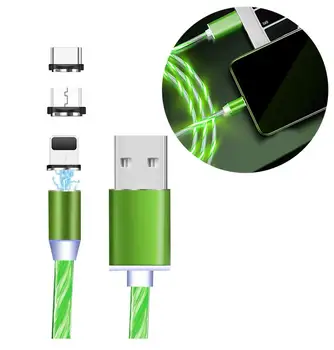 Fanshu 3 1. Magnetinio USB Kabelis, Didelės Spartos USB, Mikro C Tipo IOS Įkroviklio Kabelį Teka LED Šviesos 