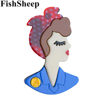 FishSheep nauju Dizainu Akrilo Mergina Sagė Moterų, Mergaičių Gražių Sagės Smeigtukai Atvartas, Ženkliukai, Rankų darbo 