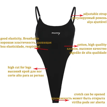 Fitshinling Medvilnės aukštos sumažinti vasaros bodysuits geros kokybės laiškas spausdinti spageti dirželis juodas bodysuit moterų 2020 kūno jumpsuits