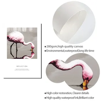 Flamingo Šiaurės Plakatas Kraštovaizdžio Drobė, Tapyba, Modernus Sienos Menas Nuotraukas Kambarį Šiuolaikinės Dekoratyvinės Spausdina Ant Sienos