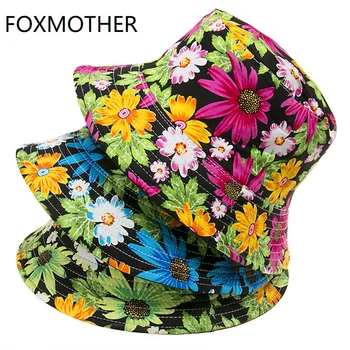 FOXMOTHER Naujas Mados Grįžtamasis Bob chapeau Femme Gėlių Panamos Skrybėlė Žvejys Kepurės Kibiro Kepurę Moterims