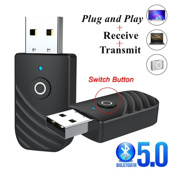 Geros Kokybės USB Bluetooth 5.0 Adapter 3.5 mm AUX 