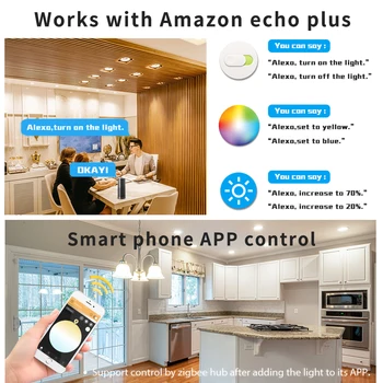 GLEDOPTO ZigBee 3.0 Smart Lubų Downlight Pro RGBCCT 6W/9W/12W dirbti su Alexa Echo Plius SmartThings App/Balso/Nuotolinio Valdymo pultas