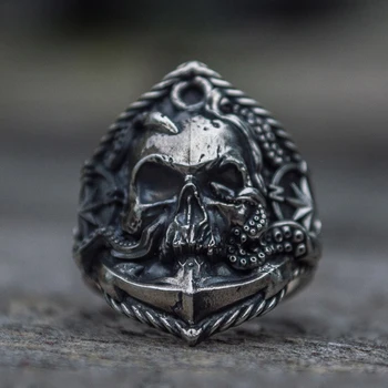 Gotikos Vyrų Piratų Kaukolės Žiedas Unikalus Piratų 