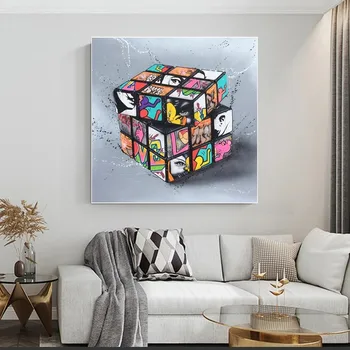 Grafiti Meno Rubiko Kubo Drobė Menas, Plakatų ir Spausdinimo Abstraktus Žaidimas Rankena Drobės, Paveikslai, Nuotraukos vaiko Kambario Dekoro