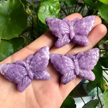 Gražus Gamtos Violetinė Lepidolite Drugelis Ranka Raižyti Crystal Butterfly Gydomųjų Akmenų Dekoro Dovanos Natūralus Kvarco Kristalai 53566