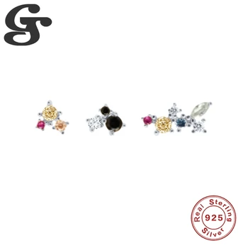 GS 3pcs Nustatyti, Mini Auskarai 925 Sterlingas Sidabro Auskarų Stud Ausies Žiedai Mados Spalvinga Paprastas Šviesos Prabanga Fantazijos Fine Jewelry