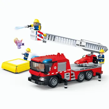 GUDI blokuoti Miesto Kopėčių oro Uosto Gaisro Sunkvežimio modelis Blokai kit Plytų Gaisrininkai sumos Švietimo Žaislai Vaikams dovanų