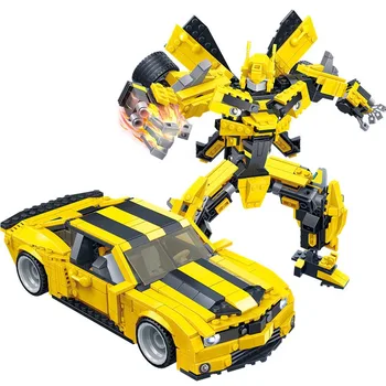 Gudi Paverčia Robotą, Geltona Automobilio pav Plytos Miesto Statybos Blokus suderinama su Kūrėjo Švietimo Žaislai Vaikams 8454