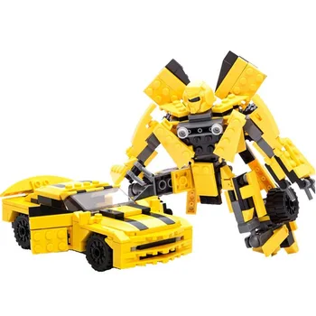 Gudi Paverčia Robotą, Geltona Automobilio pav Plytos Miesto Statybos Blokus suderinama su Kūrėjo Švietimo Žaislai Vaikams