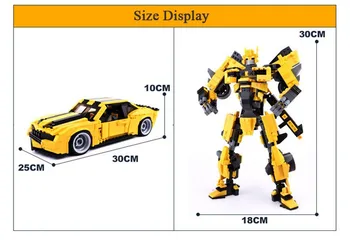Gudi Paverčia Robotą, Geltona Automobilio pav Plytos Miesto Statybos Blokus suderinama su Kūrėjo Švietimo Žaislai Vaikams