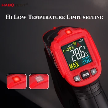 Habotest HT650 Infraraudonųjų spindulių Termometras Skaitmeninis LCD Lazerio Temperatūros Drėgmės Matuoklis NCV Pyrometer Vaizdavimo Drėgmėmačiu IR termometro