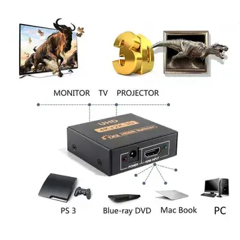 HDMI splitter 1-2 iš Paramos 4K*2K 3D set-top box, viena minutė, dvi, HD qualit 1x2 Uosto HDMI Swith Adapteris, Garso ir Vaizdo Keitiklis