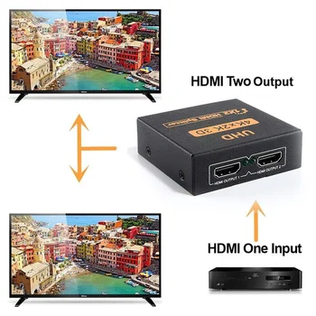 HDMI splitter 1-2 iš Paramos 4K*2K 3D set-top box, viena minutė, dvi, HD qualit 1x2 Uosto HDMI Swith Adapteris, Garso ir Vaizdo Keitiklis