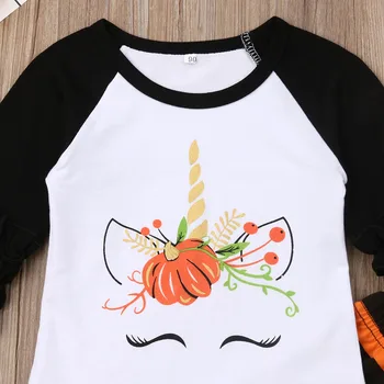Helovinas Baby Girl Drabužiai 2VNT Bamblys Vaikams Baby Girl Komplektus Drabužių Animacinių filmų T-shirt Viršūnes Suknelė+Dryžuotas Kelnes Rinkinys