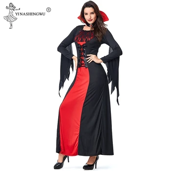 Helovinas Deluxe Seksualus Suaugusių Moterų Vampyras Kostiumai Viktorijos Vamp Išgalvotas Šalis Suknelė Raudona ir Juoda Ragana Moterų Kostiumai