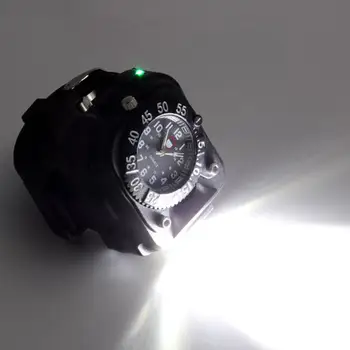 HiMISS in1 Super Ryškus LED Watch Žibintuvėlis atsparus Vandeniui Žibintuvėlis, Kompasas šviesos Lauko Sporto Įkrovimo Mens Riešo Žiūrėti