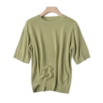 HLBCBG pavasario trikotažo Marškinėliai trumpomis Rankovėmis Moterims vasaros laisvi o-neck T Shirt prašmatnus vientisos spalvos Pagrindinis t-shirt Marškinėliai Moteriška viršų