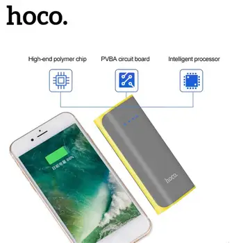 HOCO B21 5200mAh Mini USB Power Bank Maža Įgaubtas 18650 Modelio Nešiojamą Mobilųjį Telefoną, Išorinę Bateriją, Įkroviklį Powerbank