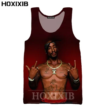 HOXIXIB 2020 metų Hip-Hop 3D Poliesteris Spausdinti Repo Atlikėjo 2Pac Liemenė Vyrams Maudytis Tupac tankų Moterų Fitneso Undershirt Unisex Drabužiai