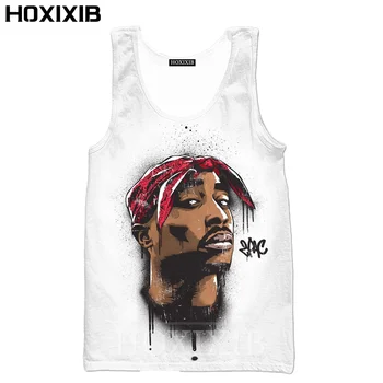 HOXIXIB 2020 metų Hip-Hop 3D Poliesteris Spausdinti Repo Atlikėjo 2Pac Liemenė Vyrams Maudytis Tupac tankų Moterų Fitneso Undershirt Unisex Drabužiai