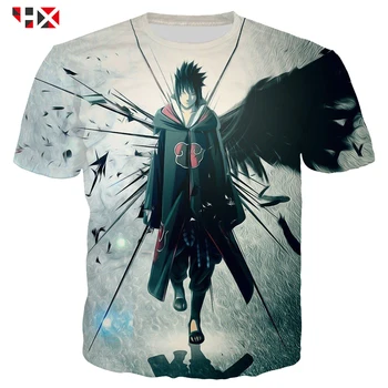 HX Vasaros Aukštos Kokybės Naruto Vyrų, Moterų Marškinėliai Anime Naruto, Sasuke 3D Spausdinimo Harajuku Streetwear T-shirt Naruto Viršūnes HX671