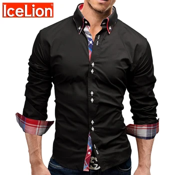 IceLion 2021 m. Pavasarį Marškinėliai Vyrams, Prekės ženklo Verslo Slim Fit Suknelė Marškinėliai Vyrų Ilgas Rankovėmis Atsitiktinis Vyrų Kietas Marškinėliai Camisa Masculina