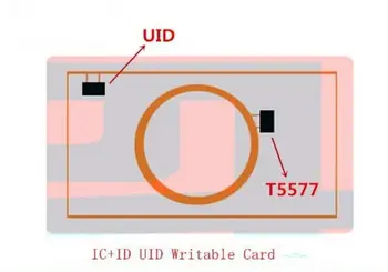 ID+IC T5577 EM4305 UID RDA Dual Chip Korteles 125KHz 13.56 MHz Artumo Rašyti Permainingi Perrašomieji Prieigos Kortelės Dublikatą