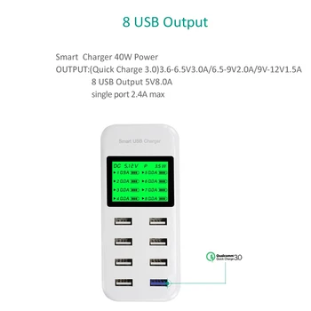 INGMAYA 8 Port Smart USB Įkroviklis LCD Ekranas Greitai Įkrauti 3.0 Įkrovimo Stotis 