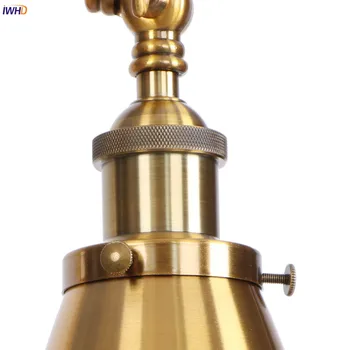IWHD Antikvarinių ir Senovinių Aukso LED Sienos Lempa Šalia Prieškambario Palėpės Laiptų Pramonės Dekoro Sūpynės Ilgos Rankos Sienų apšvietimo Įranga Wandlamp 53514