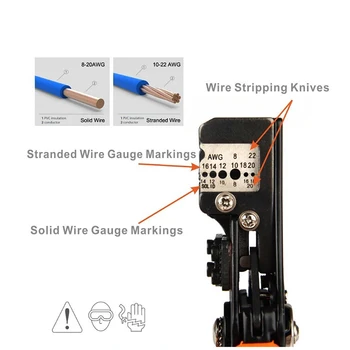 IWS-0822 IWISS tiekėjas Automatinė Nuėmimo Replės vielos striptizo Multi-funkcija elektrikas viela Pjovimo 0.3-8mm2 rankiniai įrankiai